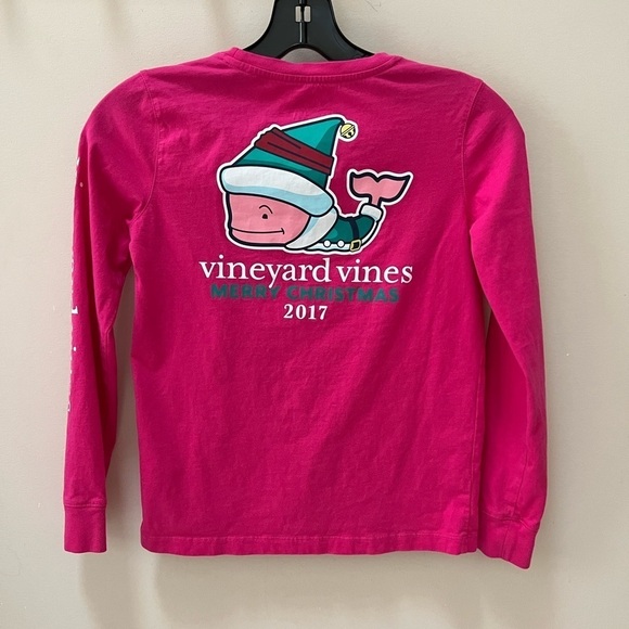 Vineyard Vines Holiday/Winter/Christmas Bright Pink Long Sleeve Whale TShirt M - Picture 6 of 8